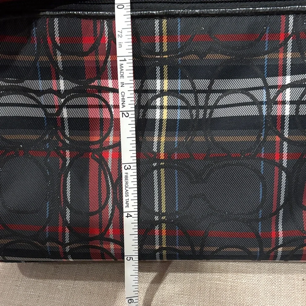 Coach Y2K Poppy Tartan Plaid Cosmetic Bag with Black Accents - Picture 6 of 7